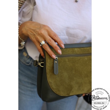 Женская кожаная сумка "Валери" (хаки)